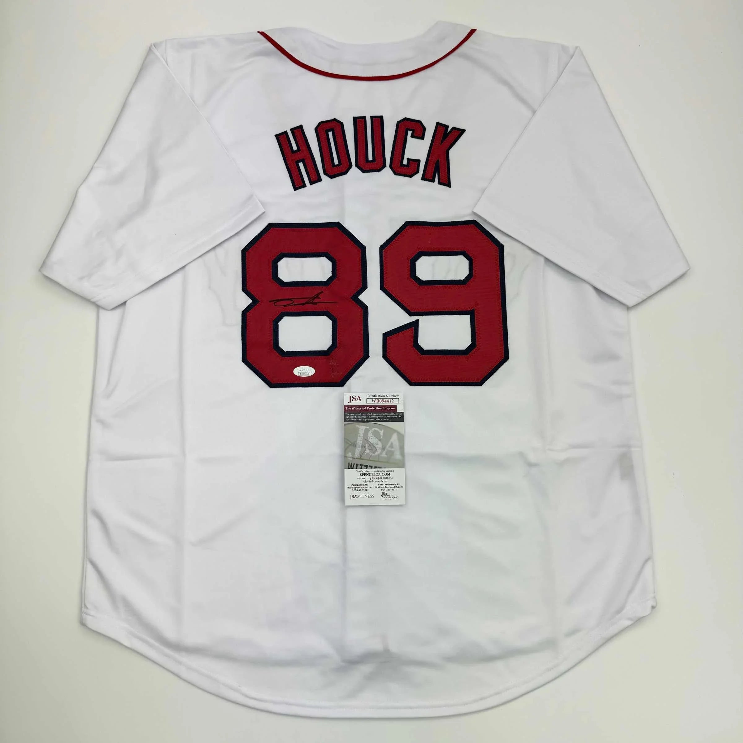 Autographed/Signed Tanner Houck Boston White Baseball Jersey JSA COA