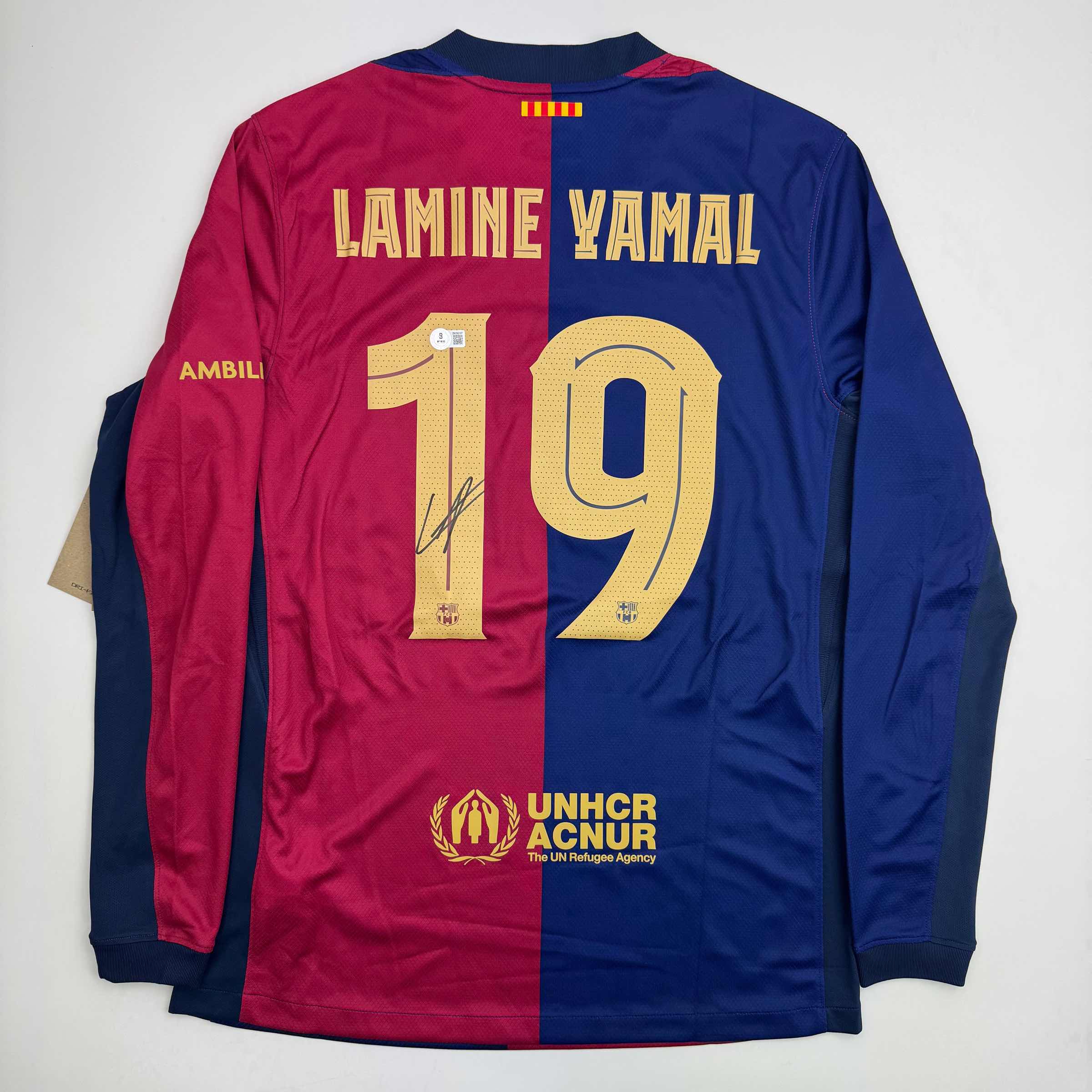Autographed/Signed Lamine Yamal FC Barcelona Blue Soccer Jersey Beckett BAS COA