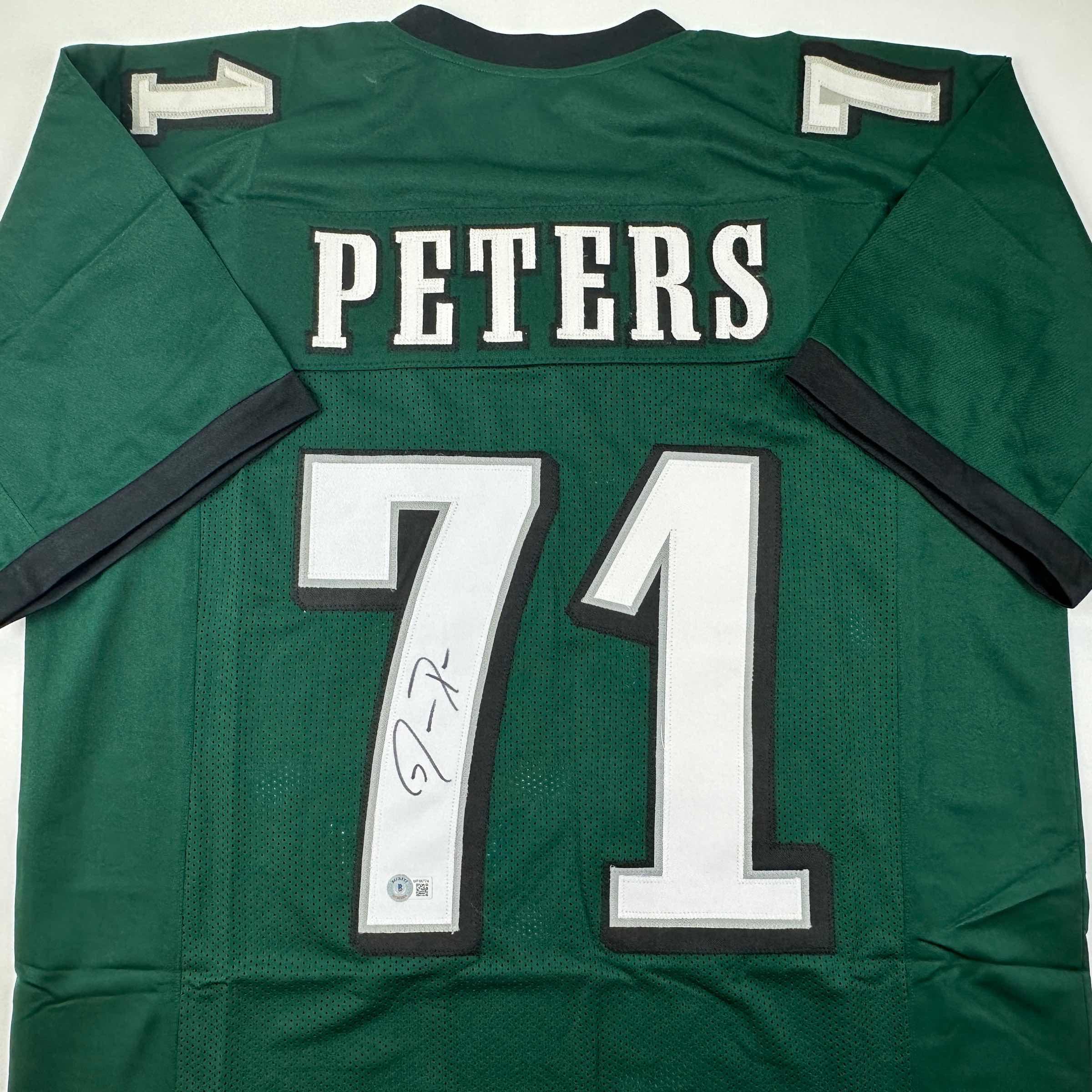 Autographed/Signed Jason Peters Philadelphia Green Football Jersey Beckett BAS COA