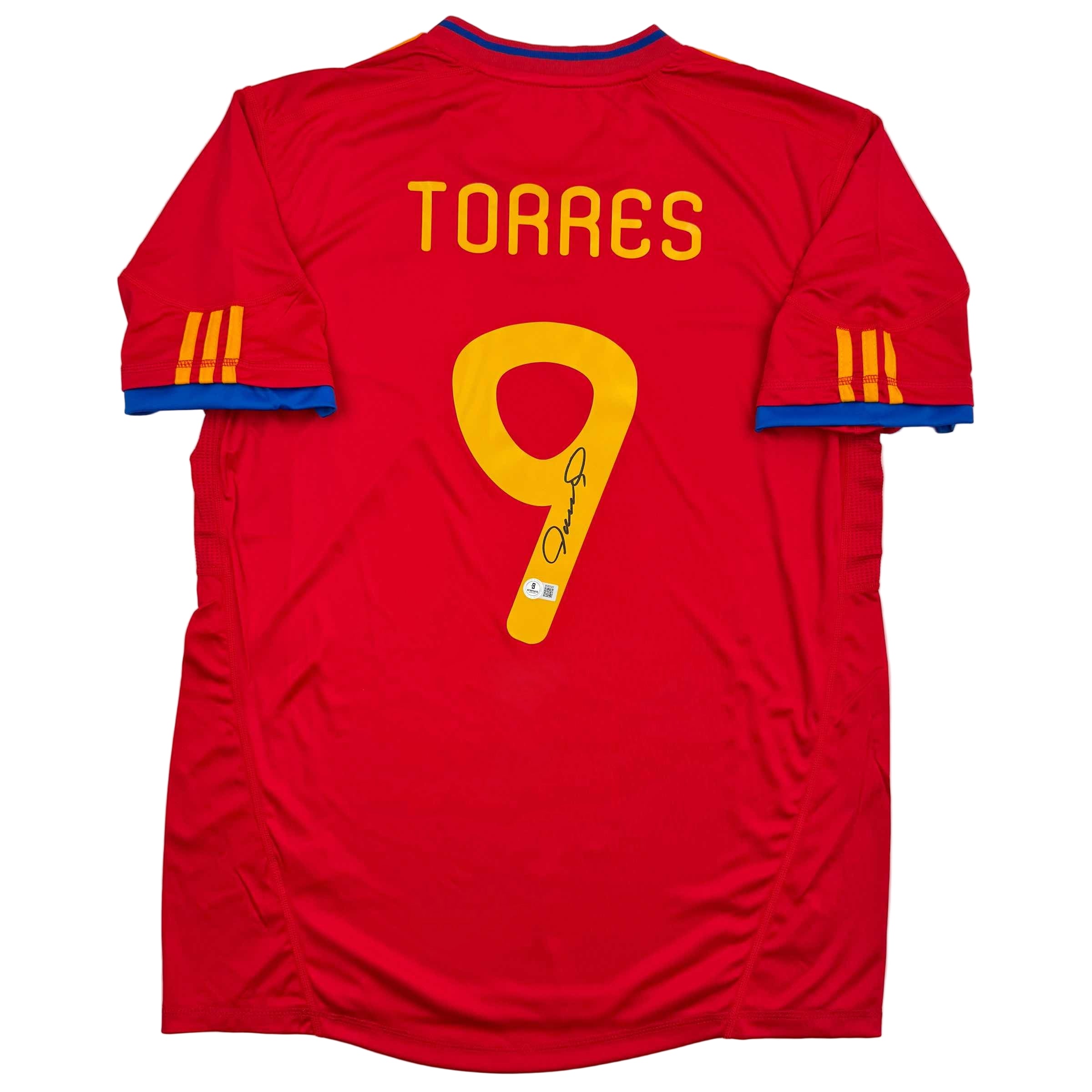 Autographed/Signed Fernando Torres Spain Red World Cup Soccer Futbol Jersey Beckett BAS COA