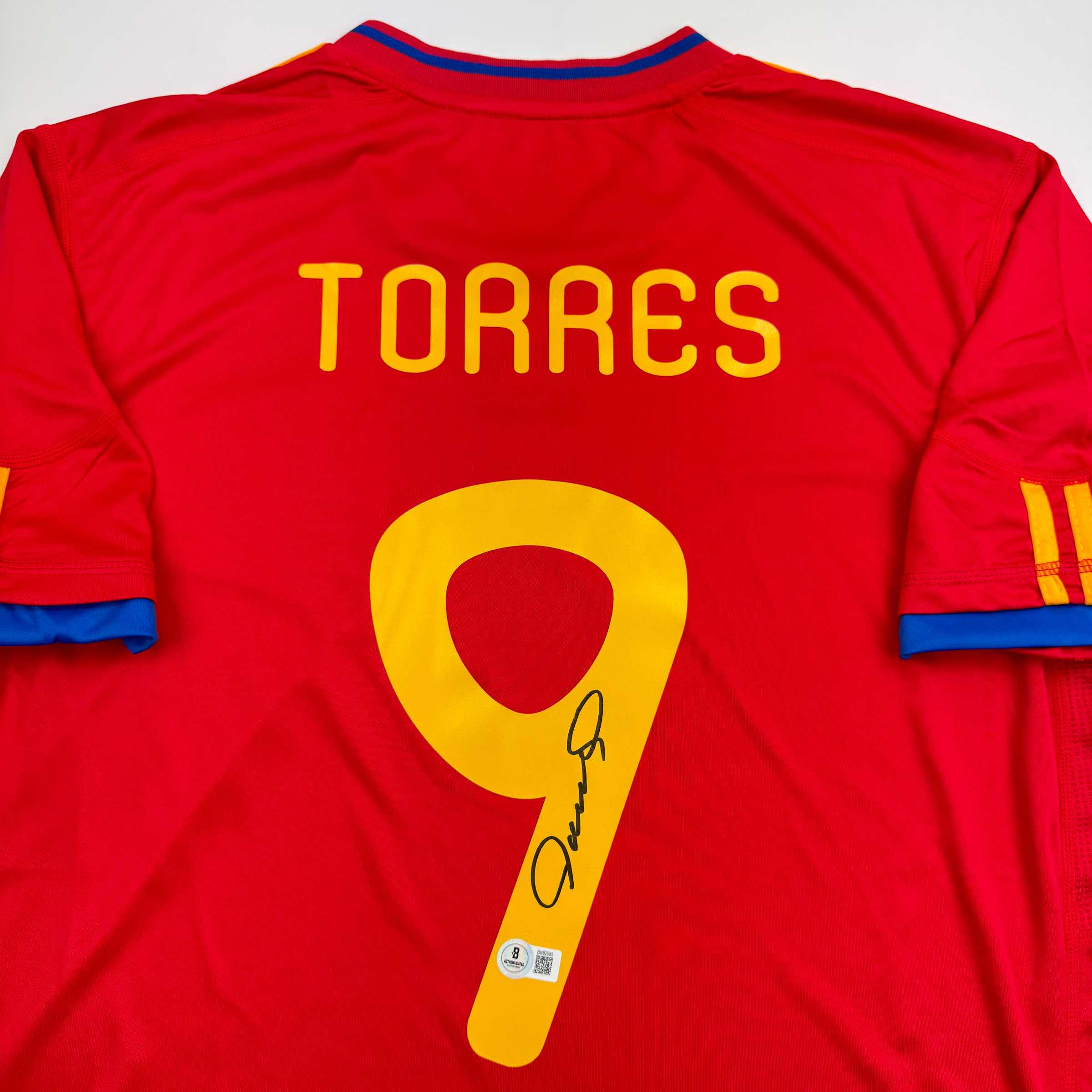 Autographed/Signed Fernando Torres Spain Red World Cup Soccer Futbol Jersey Beckett BAS COA