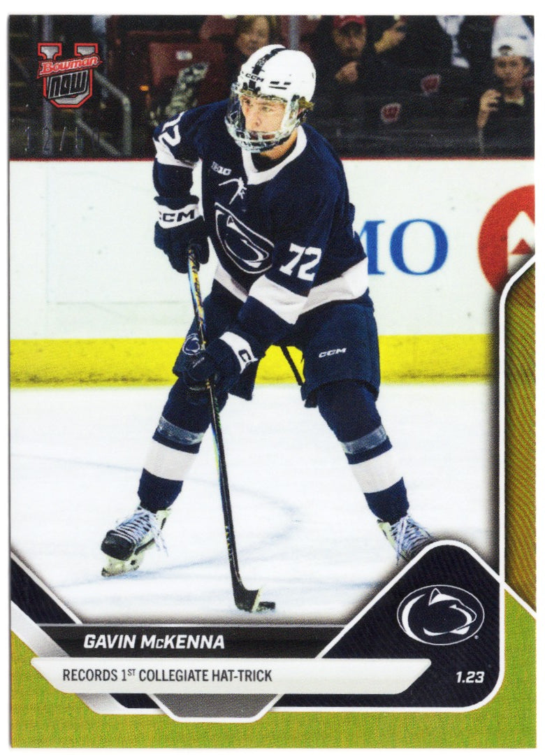 2025 Topps Bowman U Now Gavin McKenna #3 Gold Foil /50 Penn State Nittany Lions Rookie RC Hockey Card