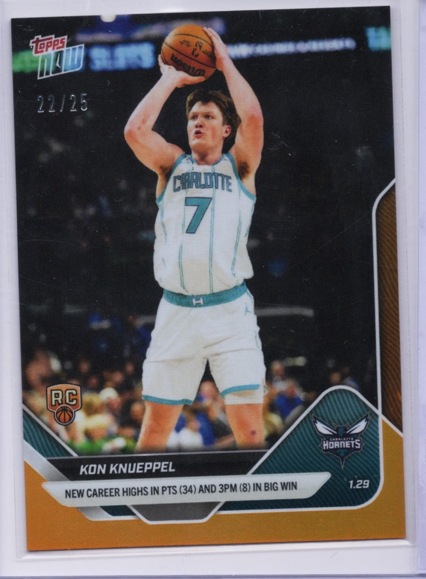 2025 Topps Now Kon Knueppel #151 Orange Foil /25 Charlotte Hornets Rookie RC Basketball Card