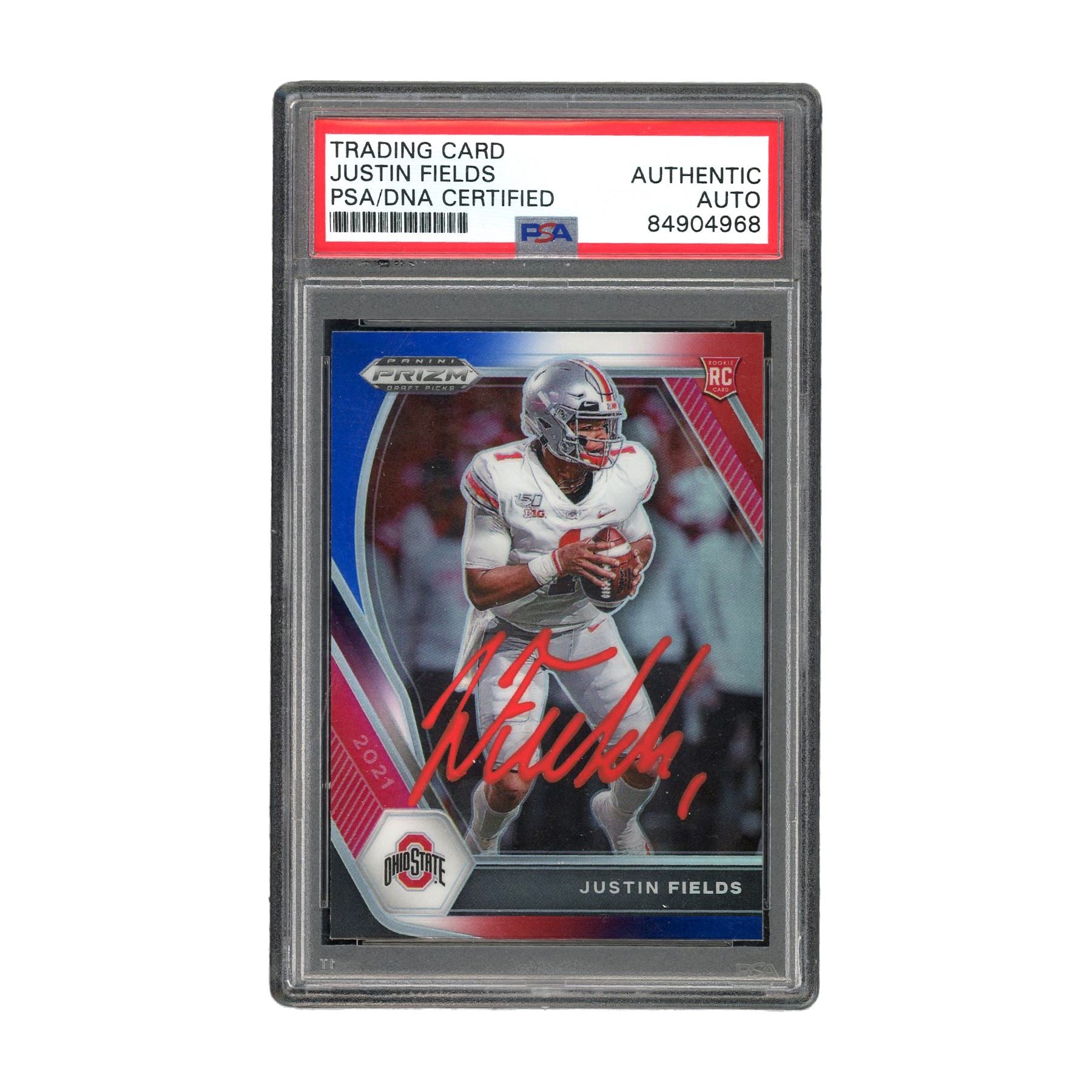 Justin Fields Autographed 2021 Panini Prizm (121) PSA Authentic Auto