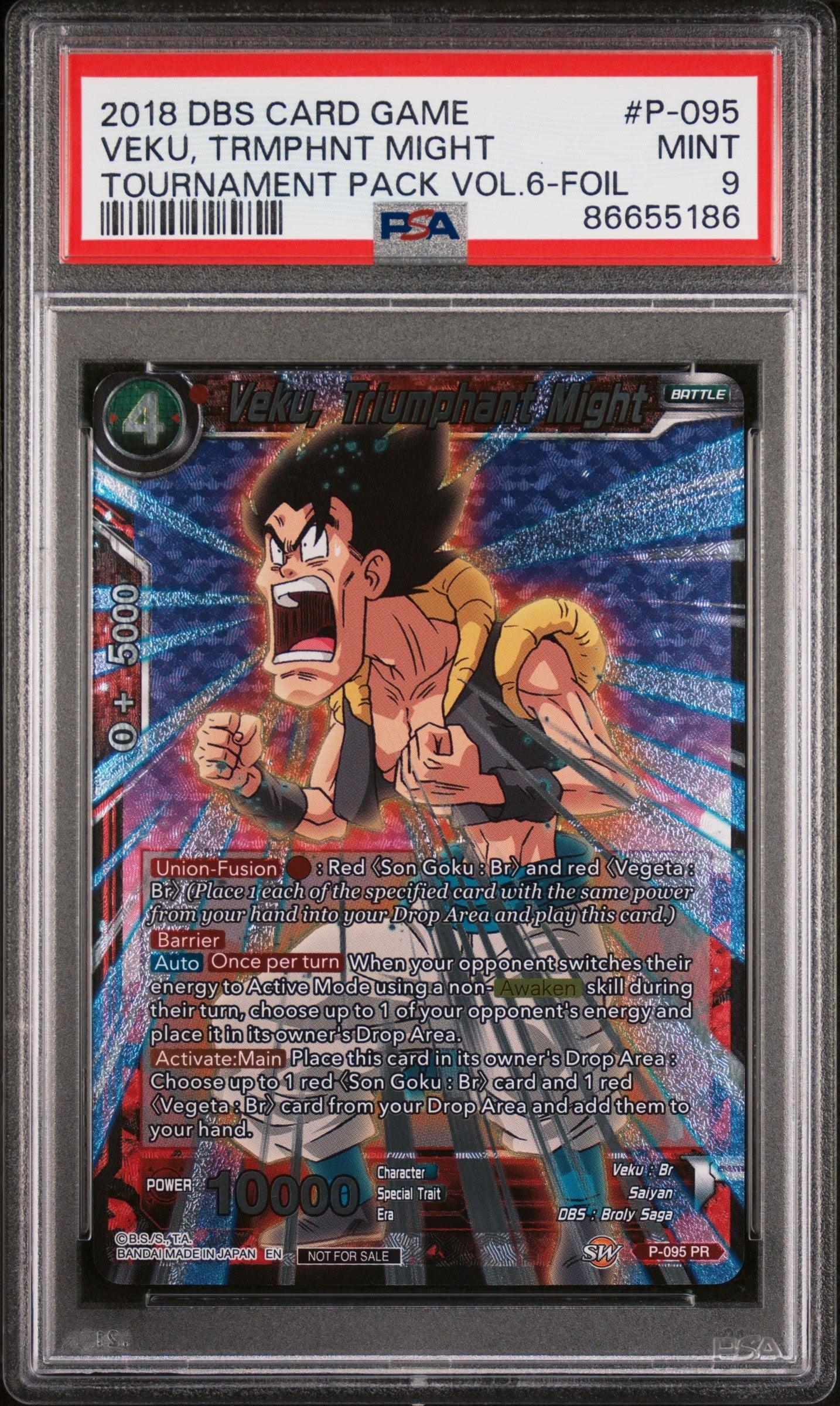 2019 DRAGON BALL SUPER OFFICIAL VEKU, TRMPHNT MIGHT #P-095 PSA 9