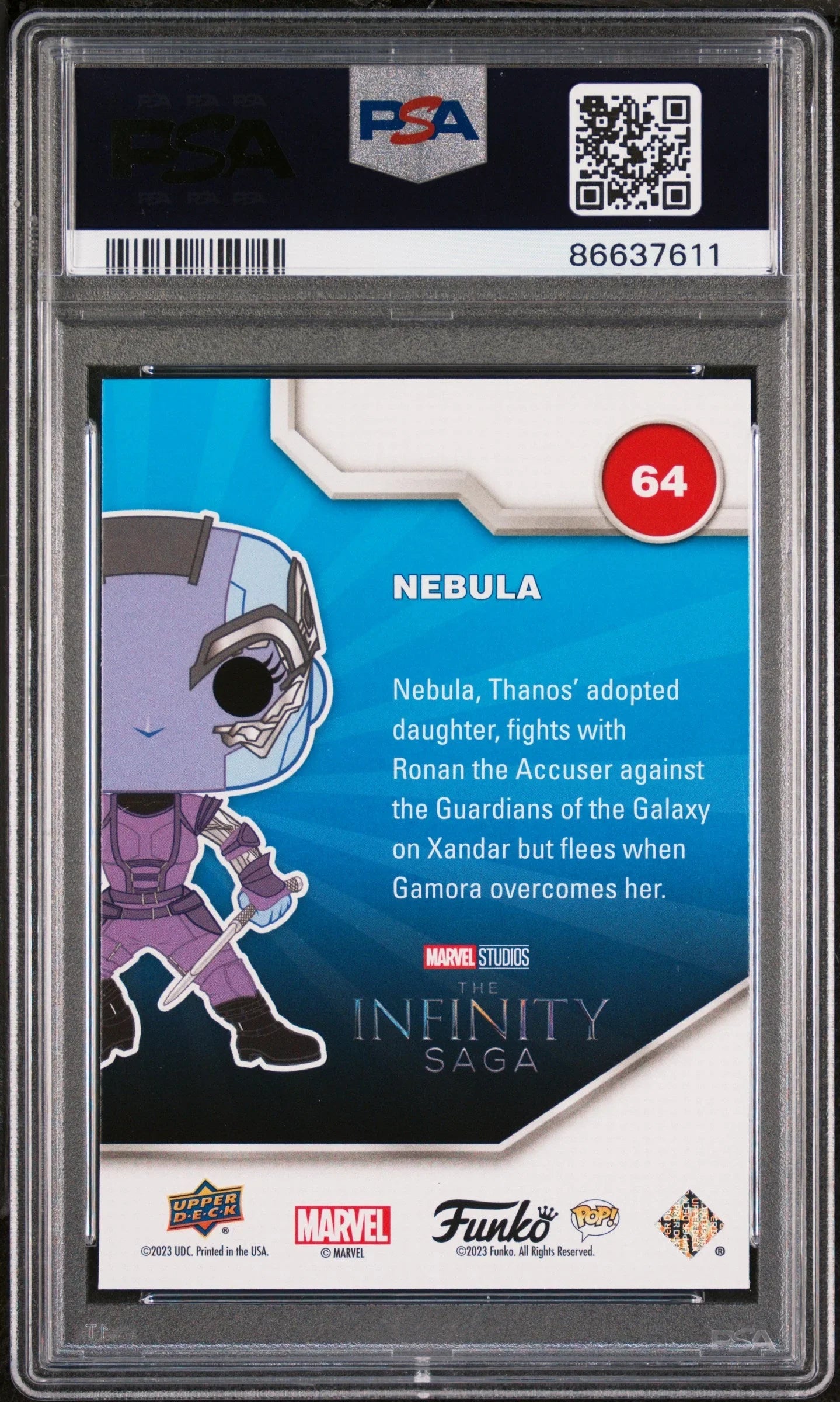 2023 UPPER DECK FUNKO POP MARVEL NEBULA #64 PSA 10