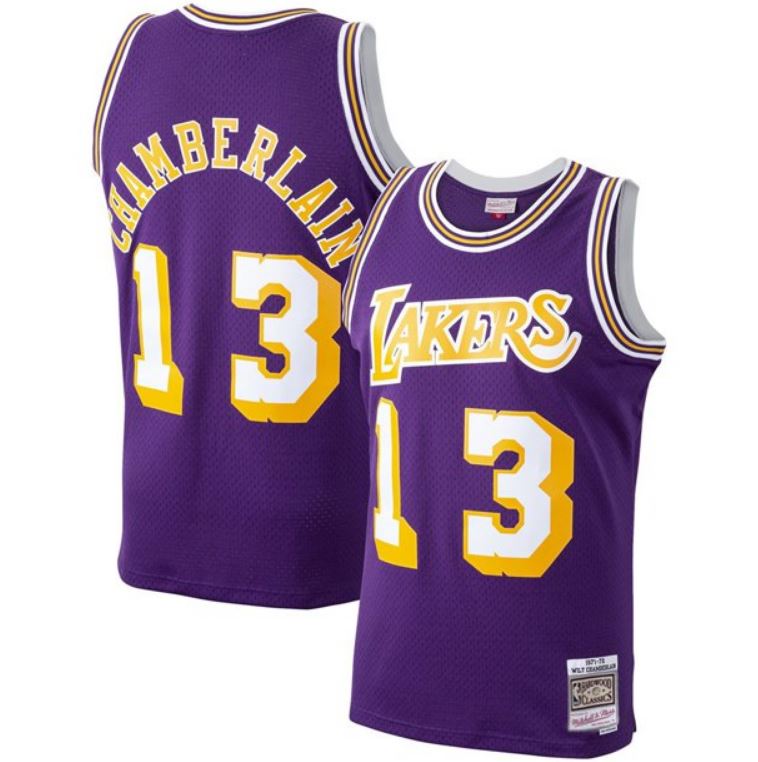 Wilt Chamberlain Los Angeles Lakers Mitchell & Ness Purple 1971-72 Hardwood Classics Swingman Jersey