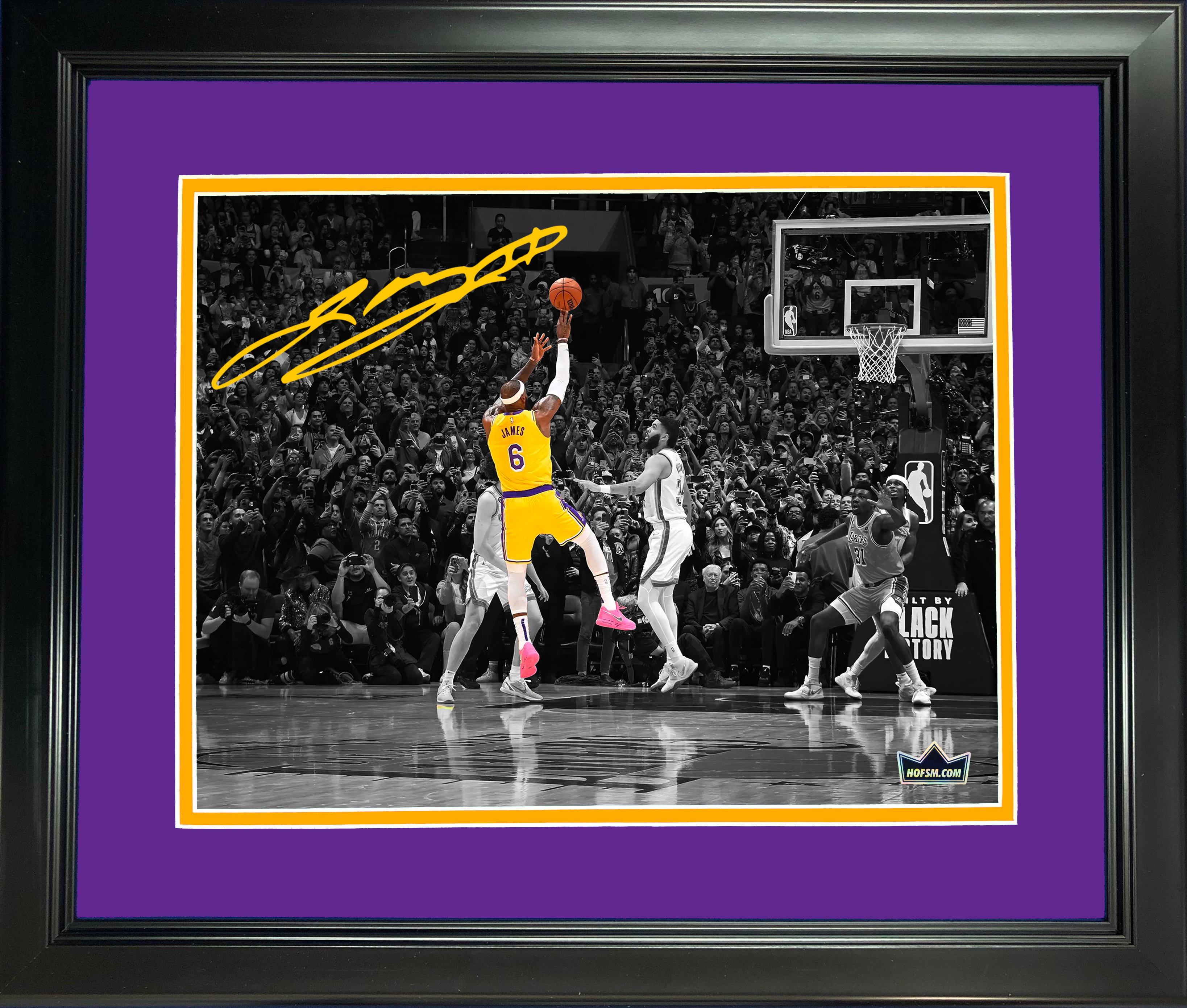 Framed LeBron James All-Time Scoring Record Shot Laser Engraved Signature Auto 11"x14" Basketball Photo HOFSM Holo
