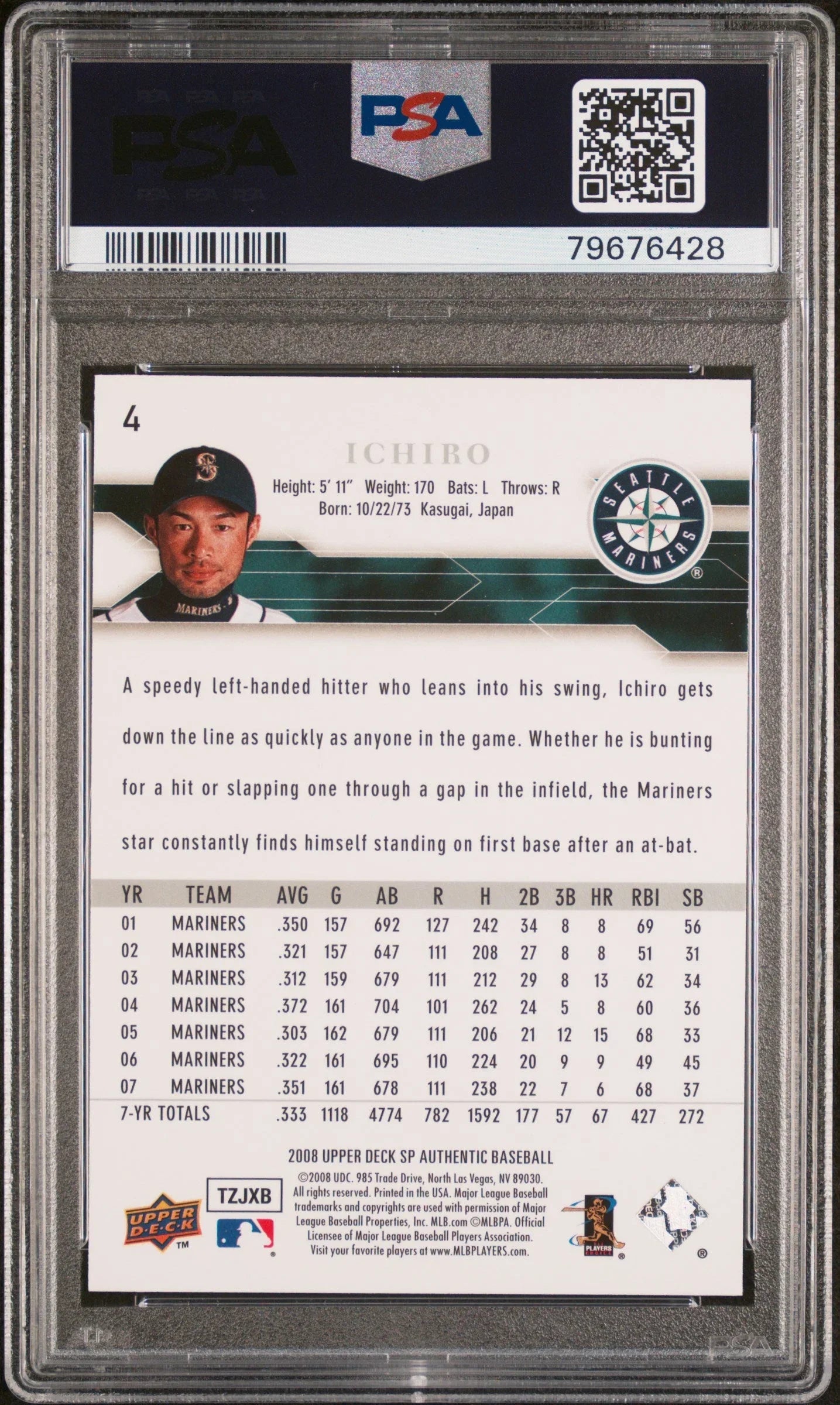 2008 SP AUTHENTIC ICHIRO #4 - PSA 10