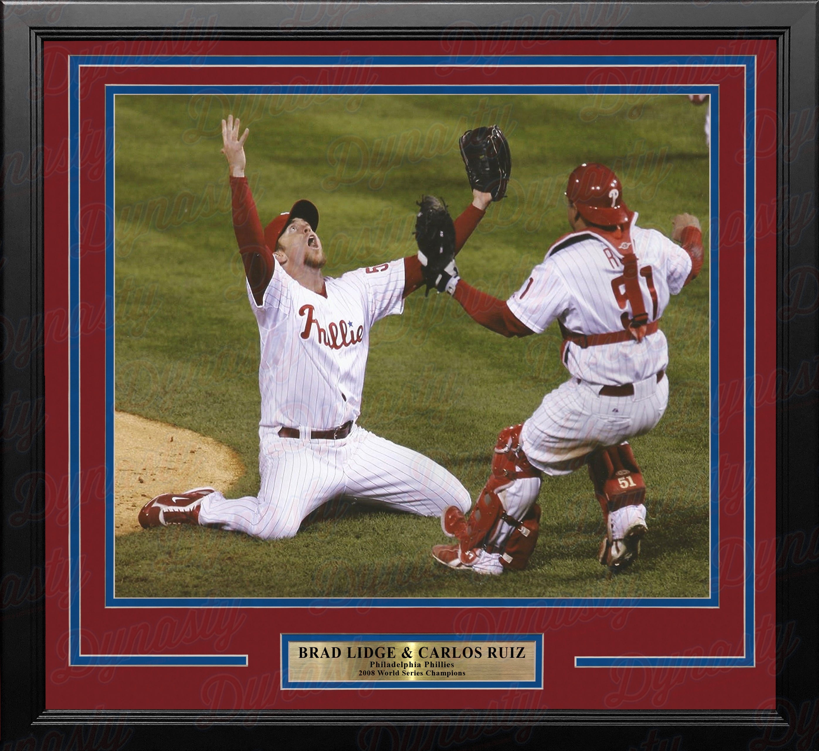 Brad Lidge & Carlos Ruiz 2008 World Series Last Out Celebration Philadelphia Phillies Framed Baseball Photo