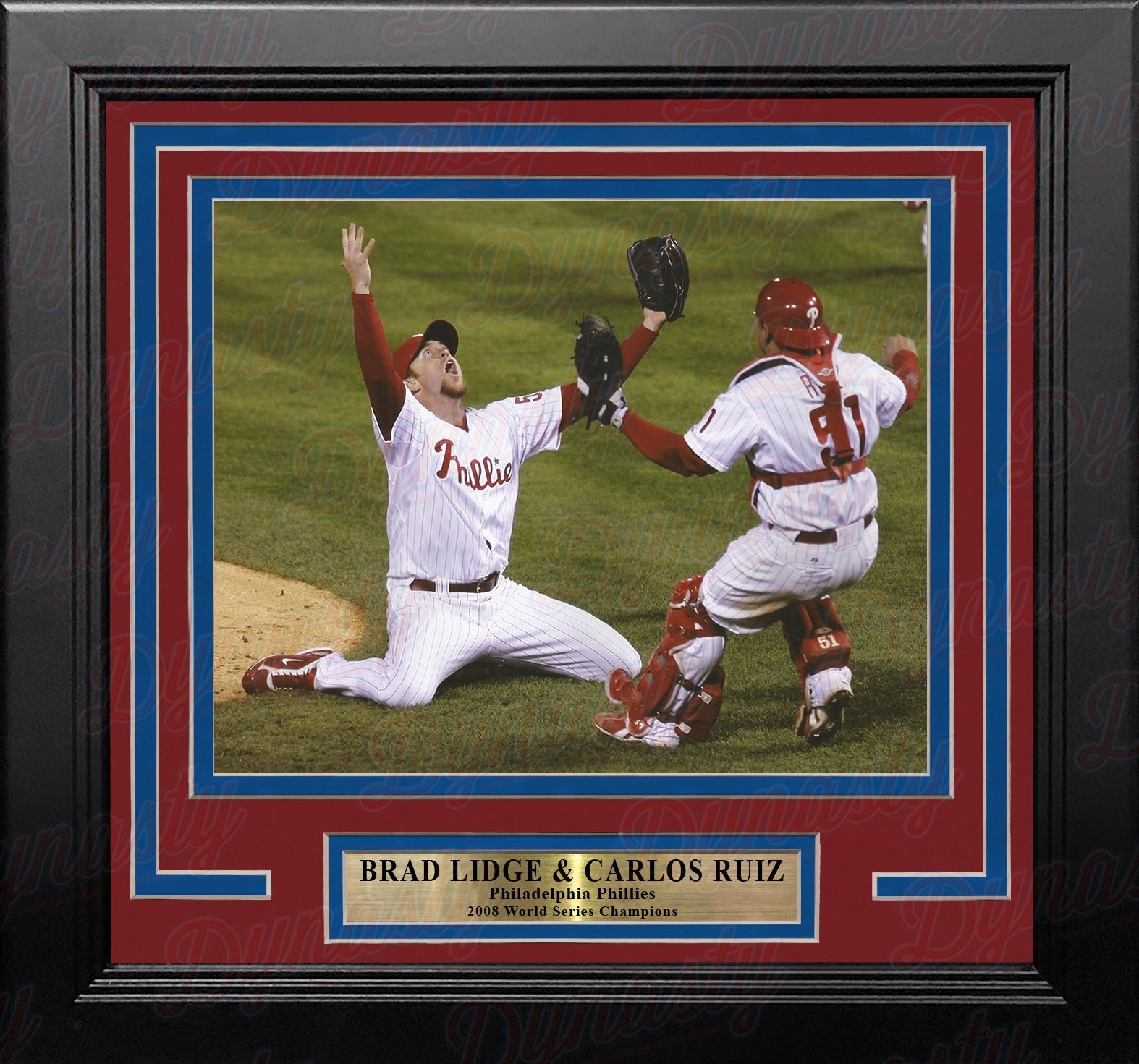 Brad Lidge & Carlos Ruiz 2008 World Series Last Out Celebration Philadelphia Phillies Framed Baseball Photo