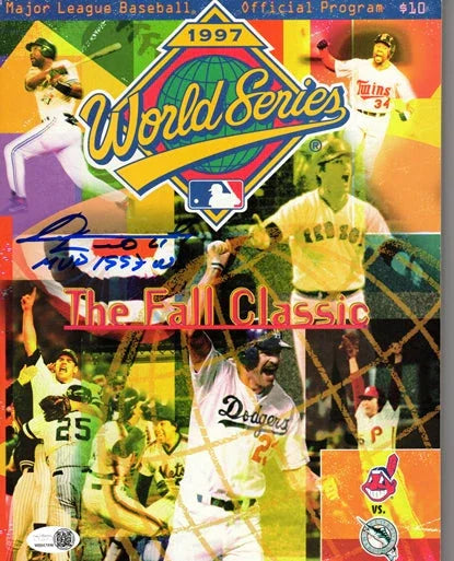 Livan Hernandez Autographed 1997 World Series Program w/ "MVP 1997 WS" - JSA
