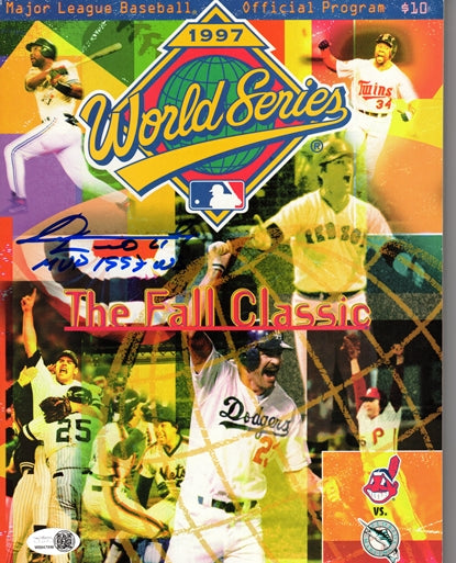 Livan Hernandez Autographed 1997 World Series Program w/ "MVP 1997 WS" - JSA