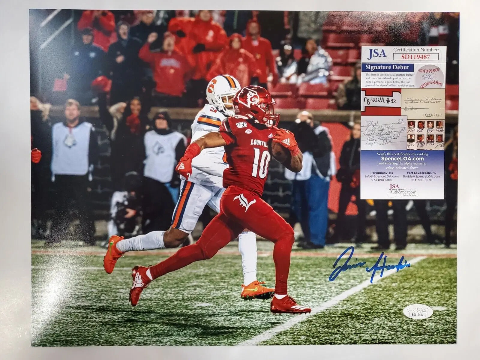 Louisville Cardinals Javian Hawkins Autographed 11X14 Photo Jsa Coa
