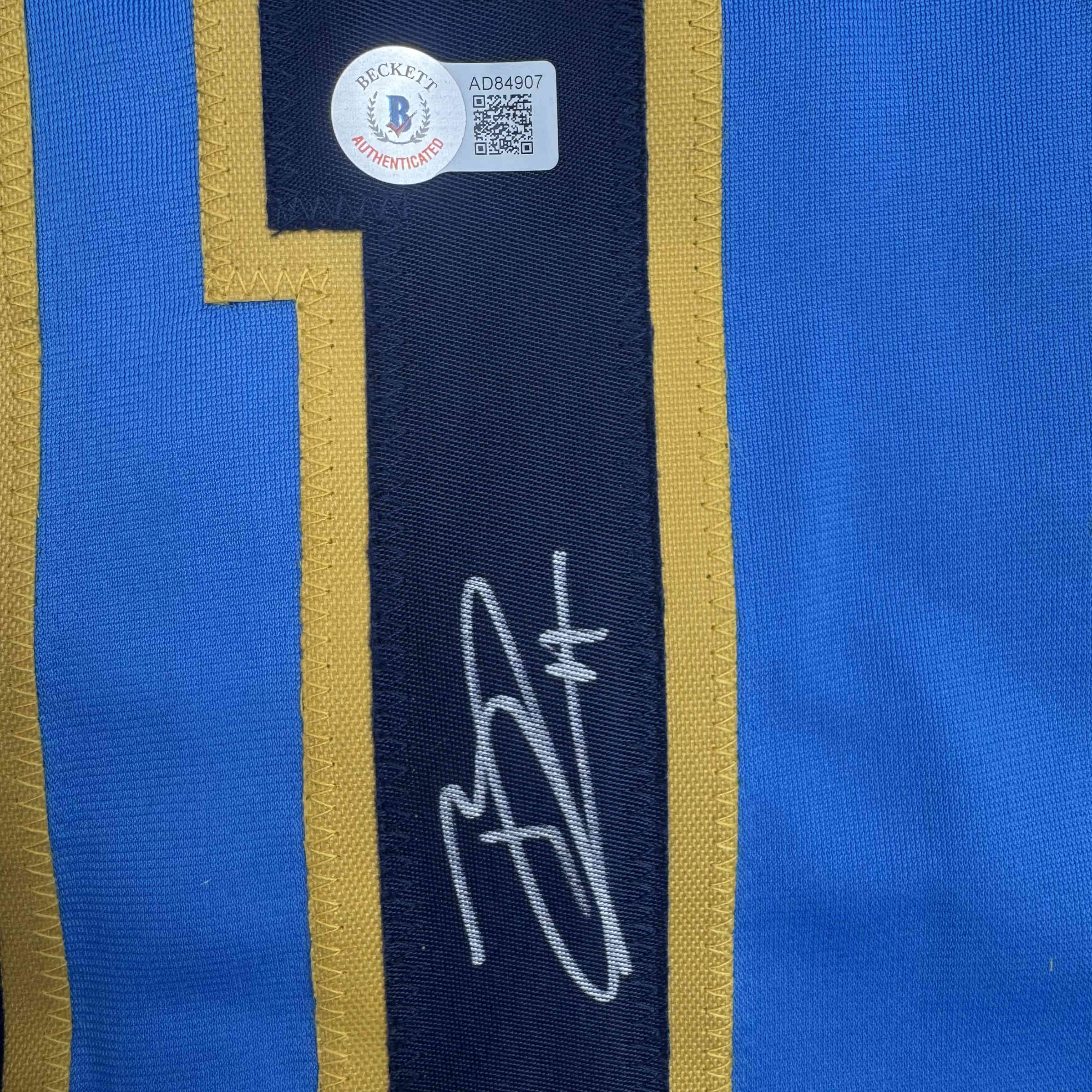 Autographed/Signed Jackson Chourio Milwaukee Blue Baseball Jersey Beckett BAS COA