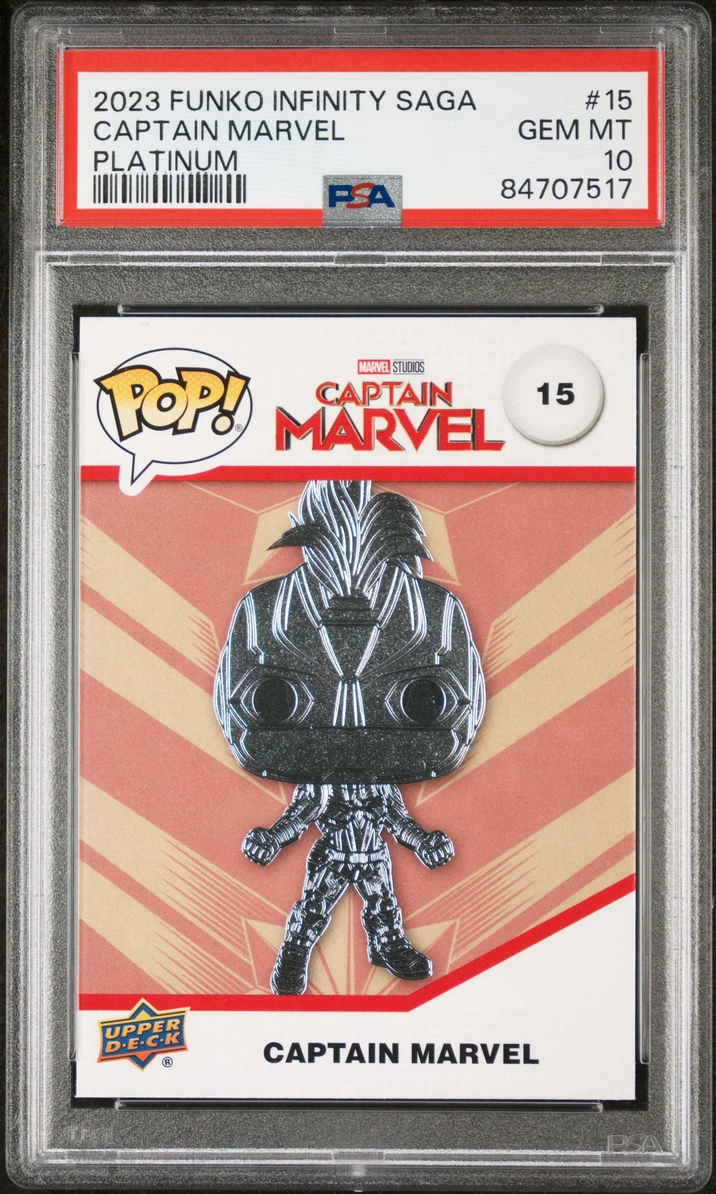 2023 UPPER DECK FUNKO POP MARVEL CAPTAIN MARVEL PLATINUM #15 PSA 10