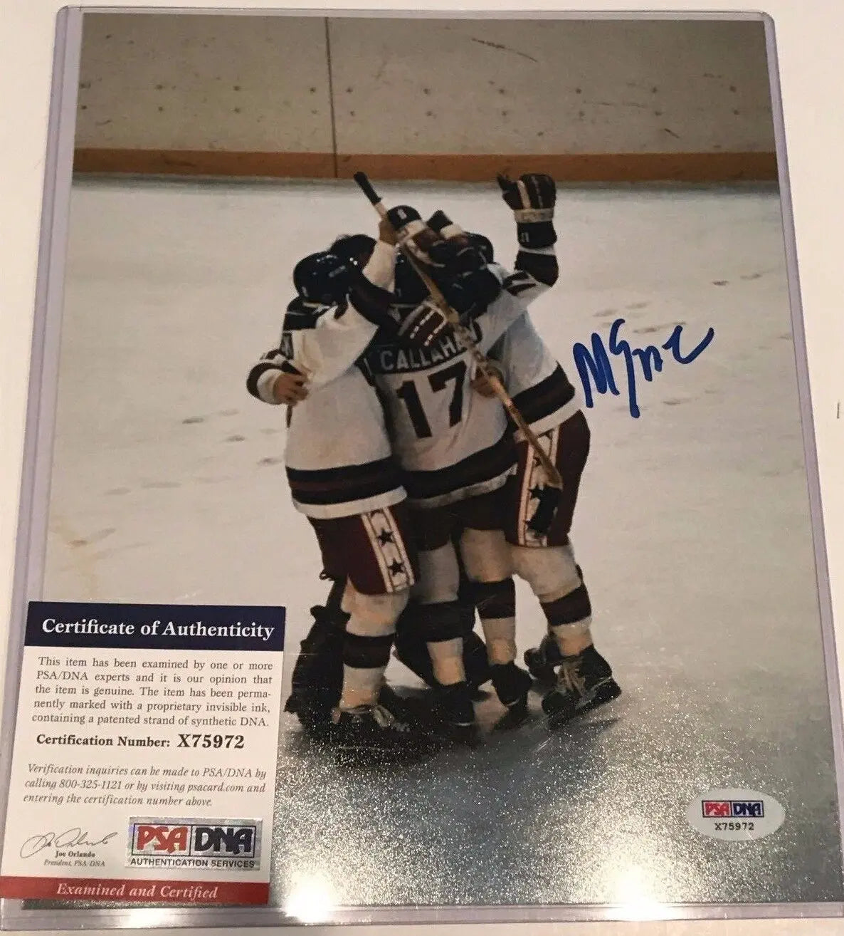 Mike Eruzione Autographed Signed Usa Hockey 8X10 Photo Psa Coa