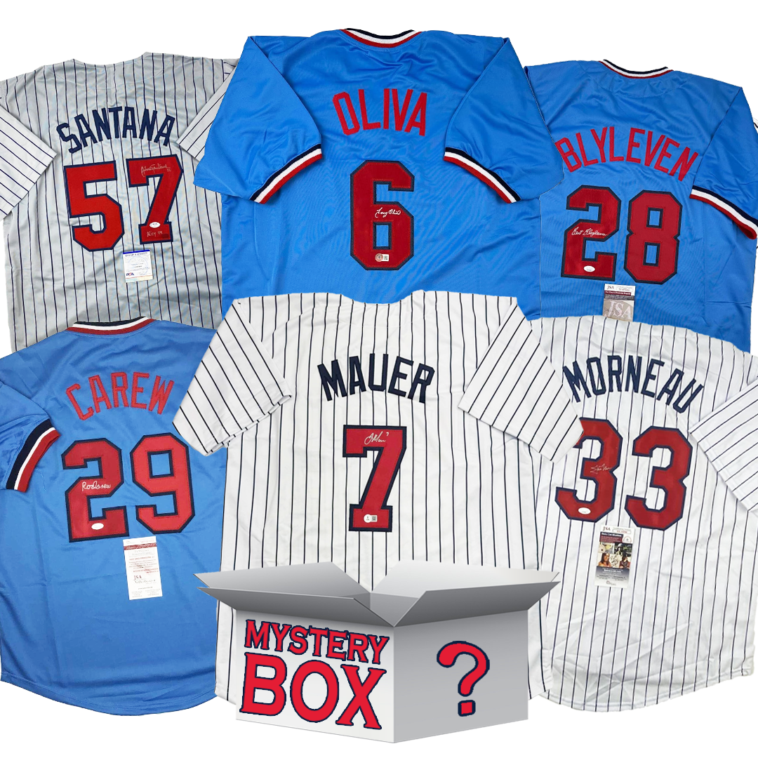 Autographed/Signed Minnesota Baseball Jersey Mystery Box with PSA JSA or Beckett COA