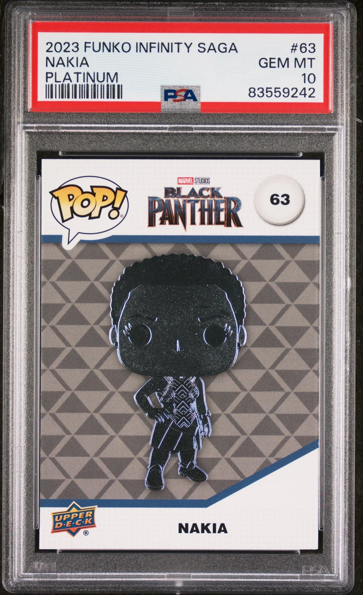 2023 UPPER DECK FUNKO POP MARVEL NAKIA PLATINUM #63 PSA 10