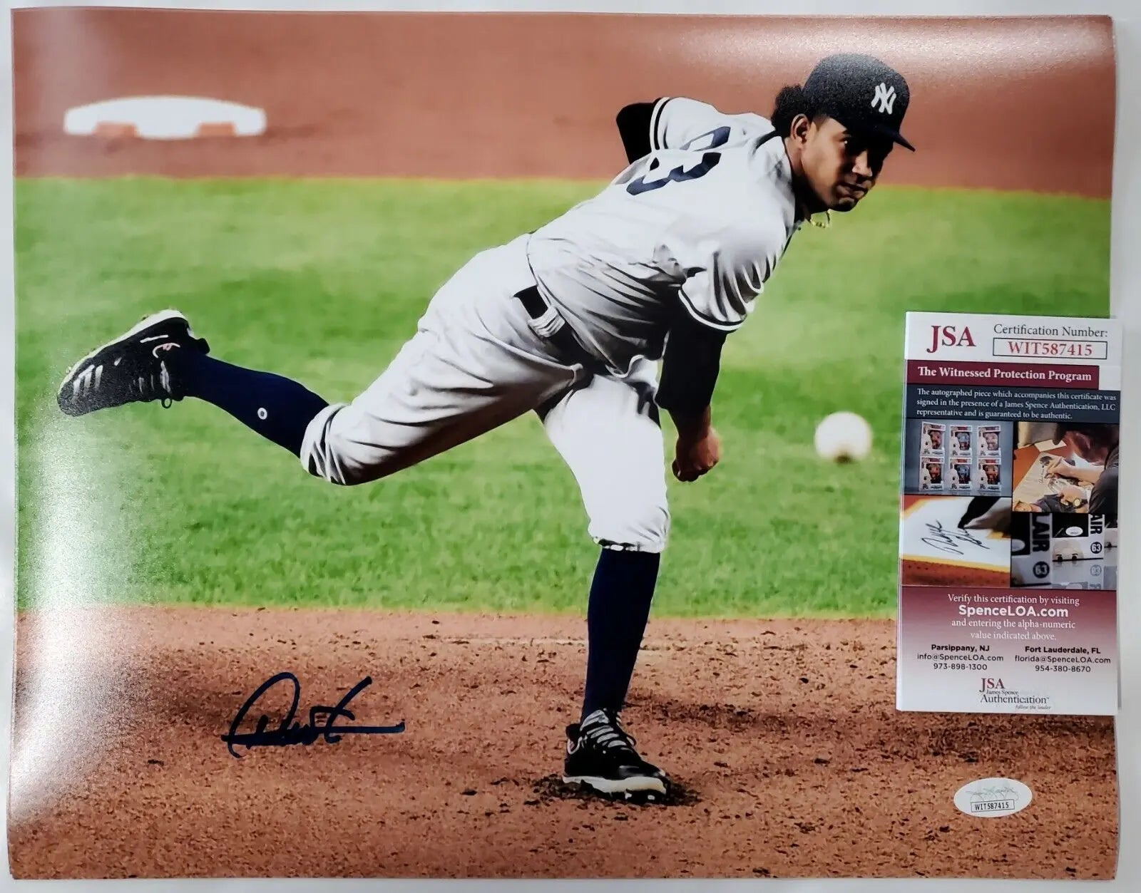 New York Yankees Deivi Garcia Autographed Signed 11X14 Photo Jsa Coa