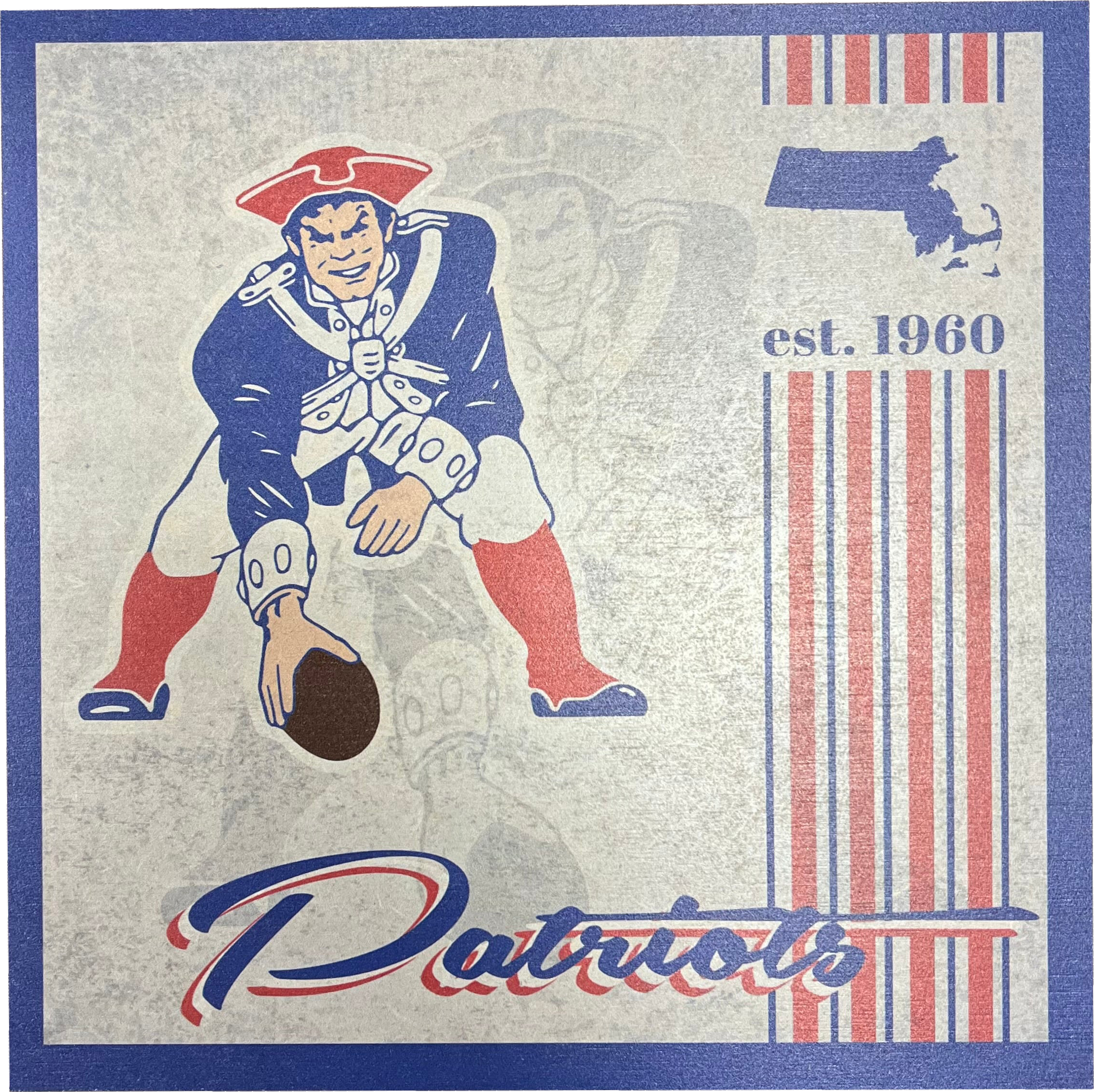 New England Patriots 9.5'' x 9.5'' Throwback Album Wood Sign