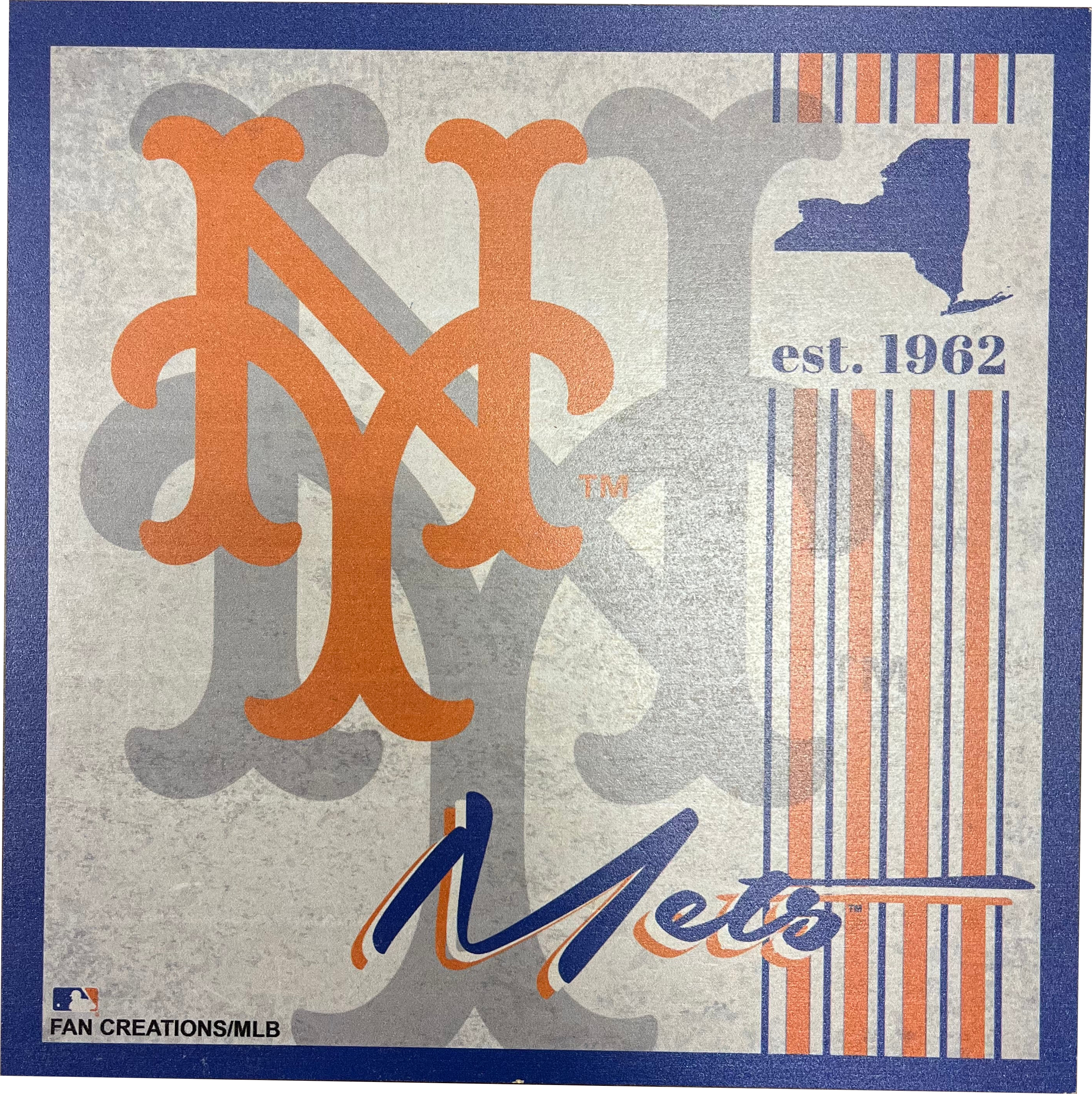 New York Mets 9.5'' x 9.5'' Throwback Album Wood Sign