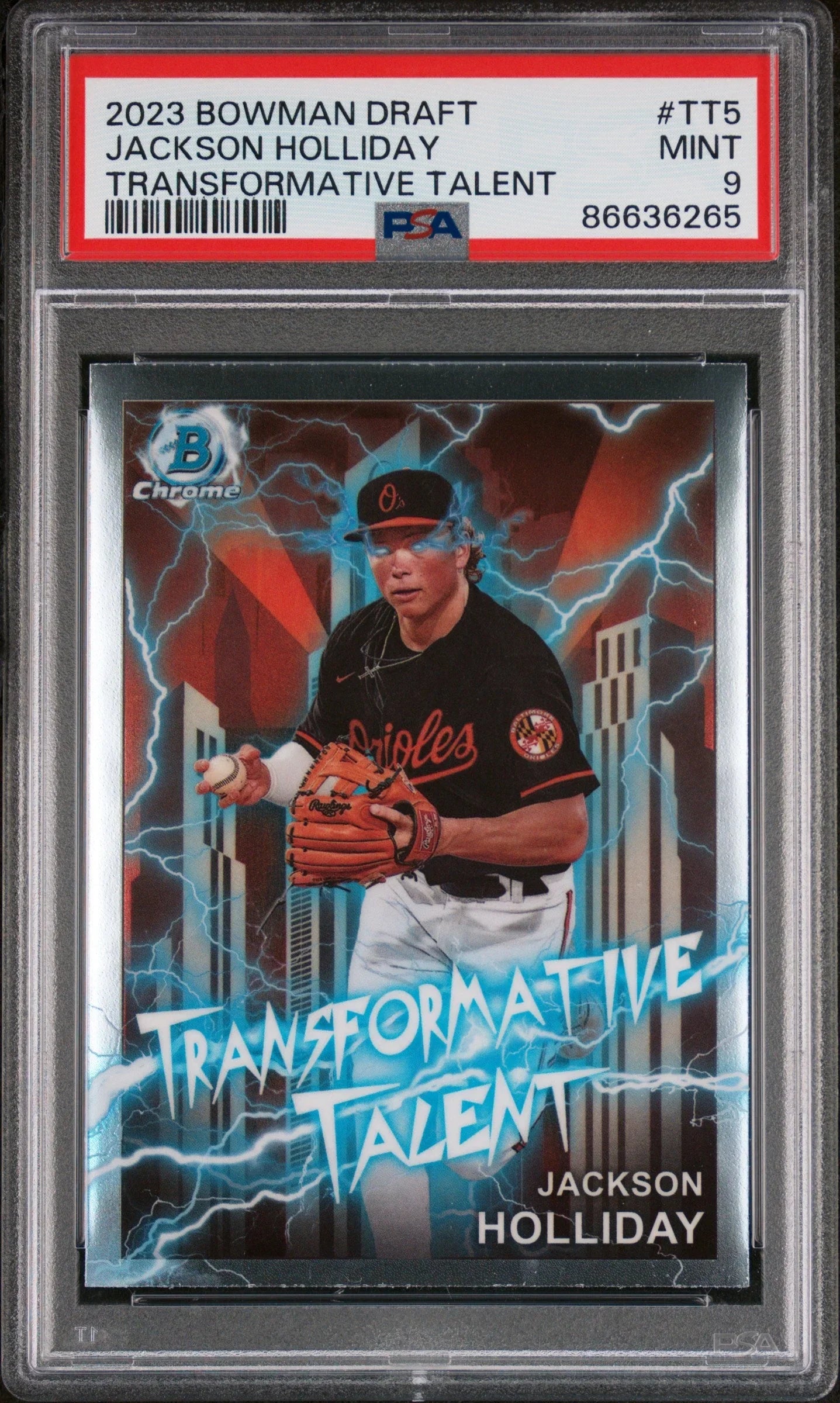 2023 BOWMAN DRAFT TRANSFORMATIVE TALENT JACKSON HOLLIDAY #TT5 - PSA 9 ROOKIE CARD