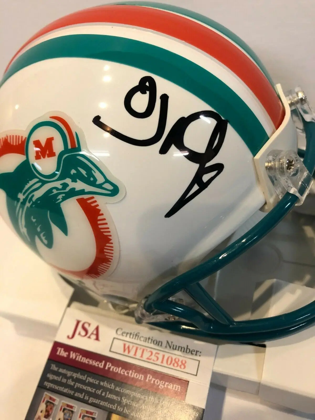 Oj Mcduffie Autographed Signed Miami Dolphins Mini Helmet Jsa Coa