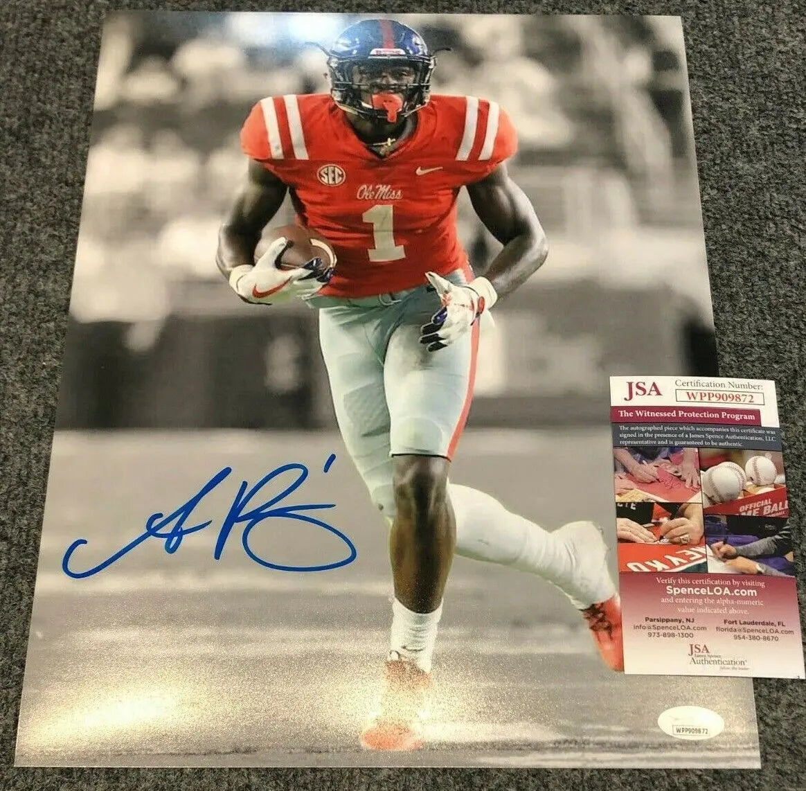 Ole Miss Rebels Aj Brown Autographed Signed 11X14 Photo Jsa Coa