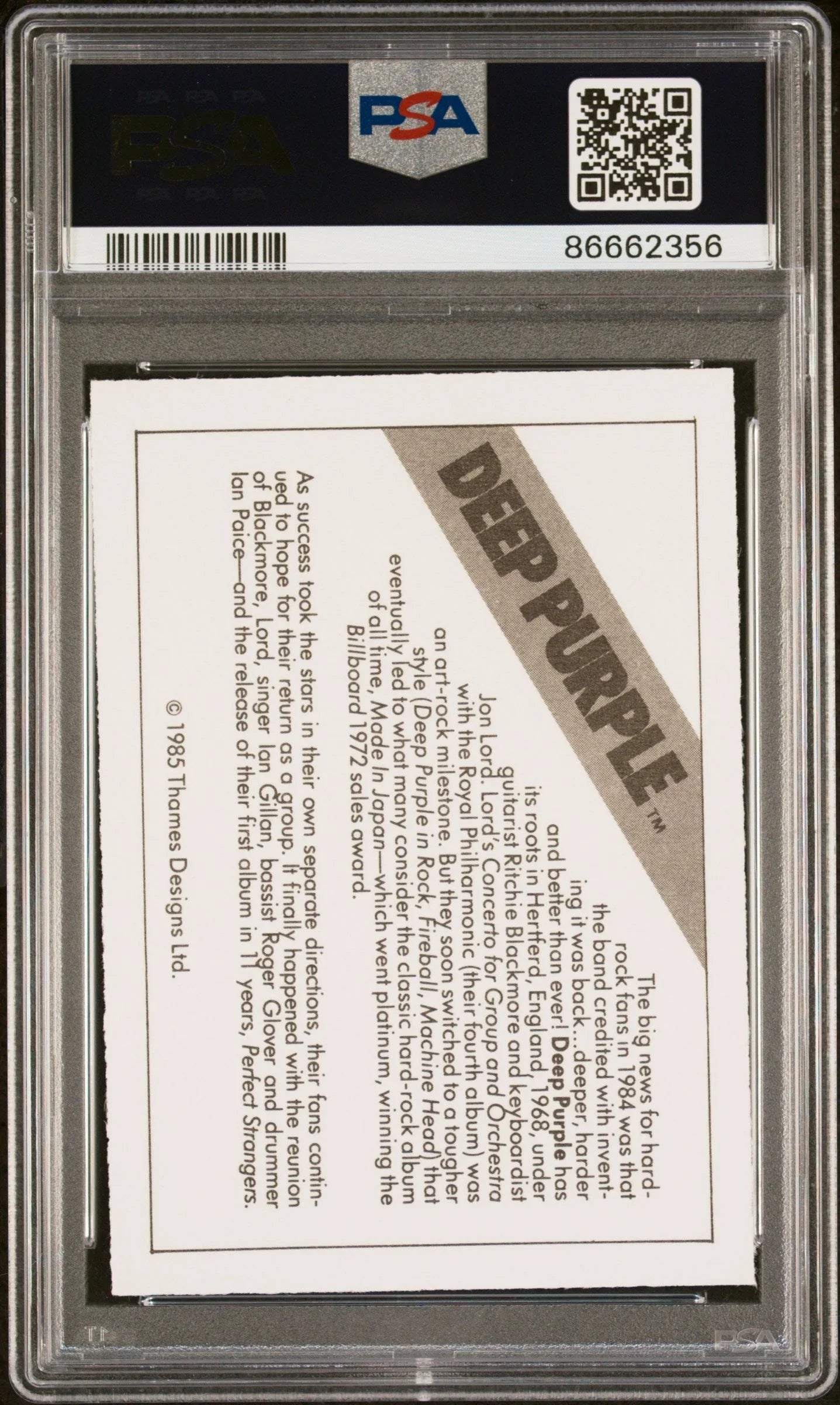 1985 WONDER BREAD ROCK STARS DEEP PURPLE ROCK STARS # - PSA 8