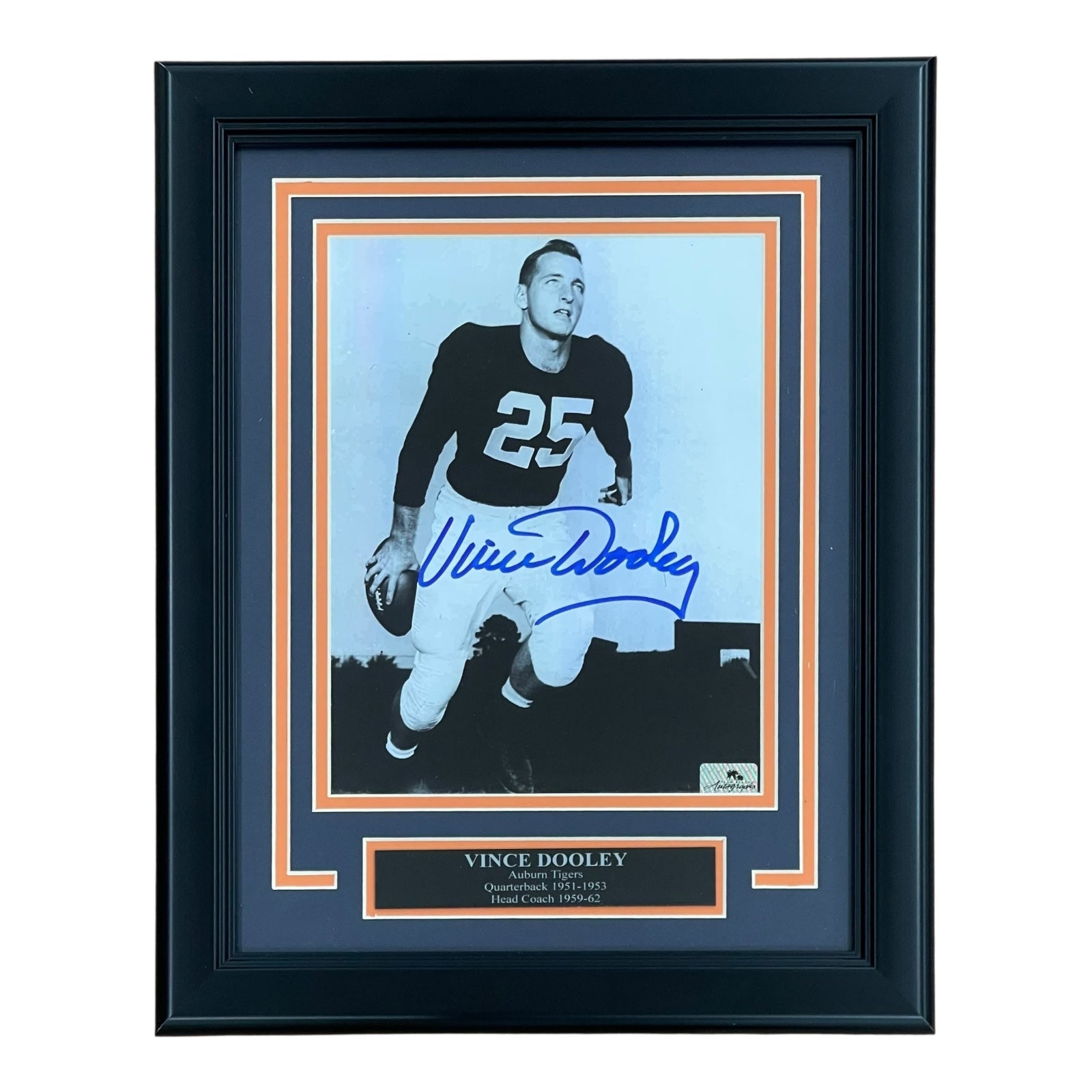 Vince Dooley Autographed Auburn Tigers (BW Playing) Framed 8x10 Photo