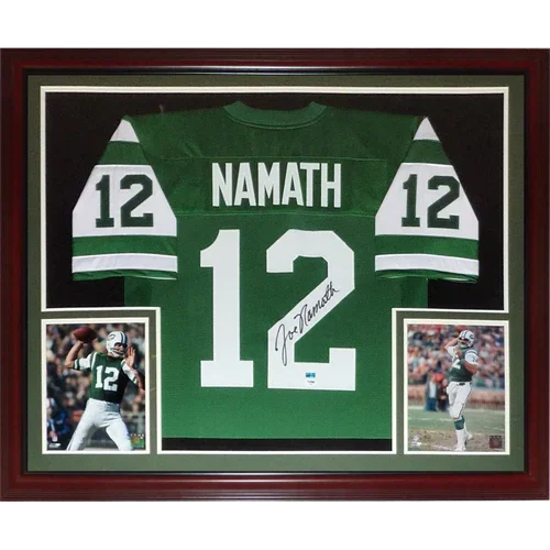 Joe Namath Autographed New York Jets (Green #12) Deluxe Framed Jersey - JSA