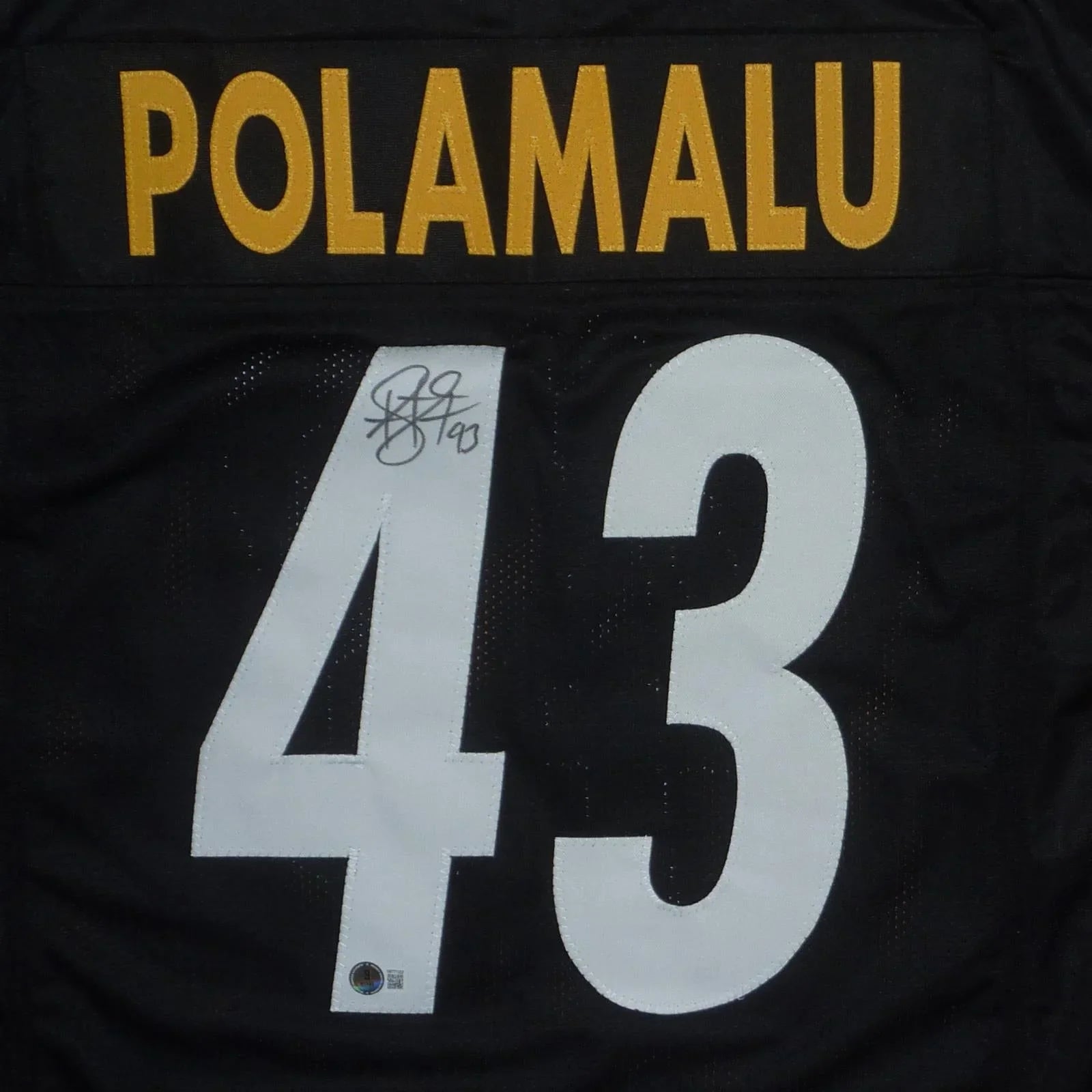 Troy Polamalu Autographed Pittsburgh (Black #43) Custom Jersey - Beckett