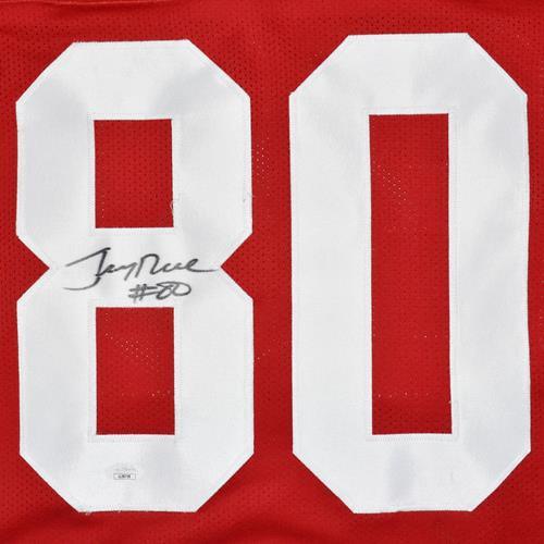 Jerry Rice Autographed San Francisco 49ers (Red #80) Custom Jersey - JSA