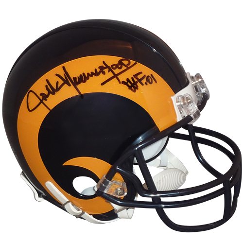 Jack Youngblood Autographed Los Angeles Rams (Yellow Throwback) Mini Helmet w/ "HOF 01"