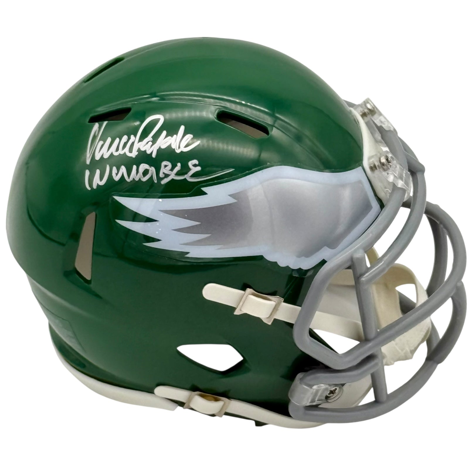 Vince Papale Autographed Philadelphia Eagles Throwback Mini Helmet w/ "Invincible"