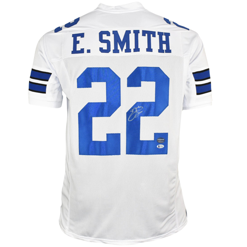 Emmitt Smith Autographed Dallas Cowboys (White #22) Custom Jersey - Beckett