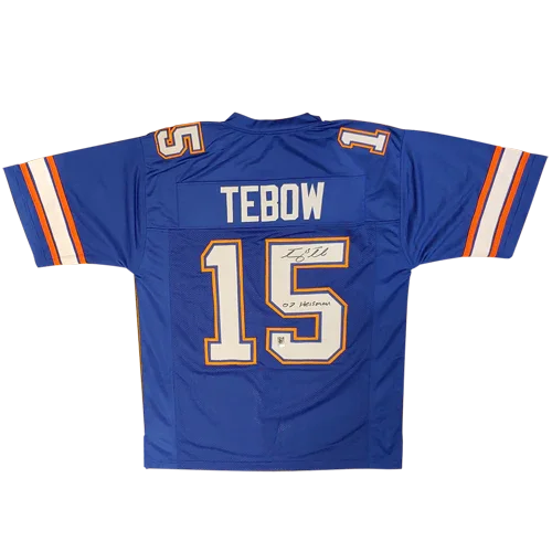 Tim Tebow Autographed Florida Gators (Blue #15) Jersey w/ "07 Heisman" - Tebow Holo