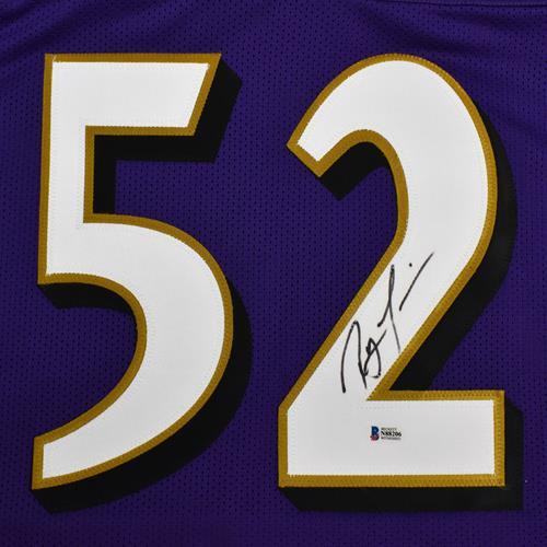 Ray Lewis Autographed Baltimore Ravens (Purple #52) Custom Jersey - Beckett