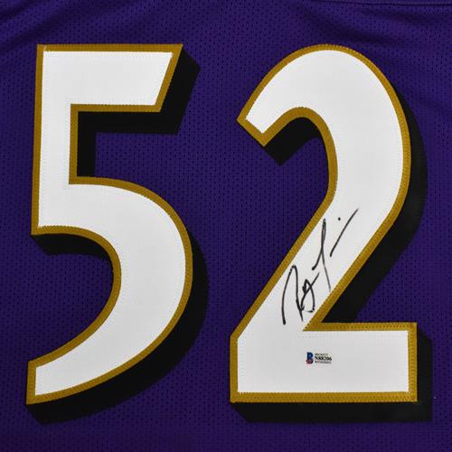 Ray Lewis Autographed Baltimore Ravens (Purple #52) Custom Jersey - Beckett