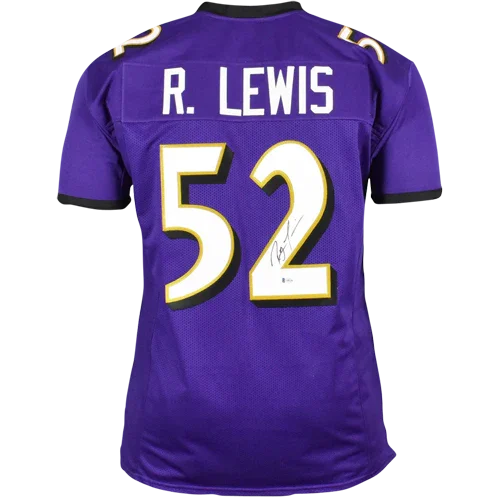 Ray Lewis Autographed Baltimore Ravens (Purple #52) Custom Jersey - Beckett