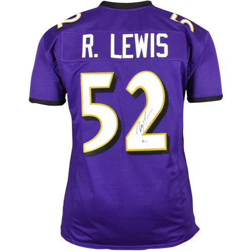 Ray Lewis Autographed Baltimore Ravens (Purple #52) Custom Jersey - Beckett