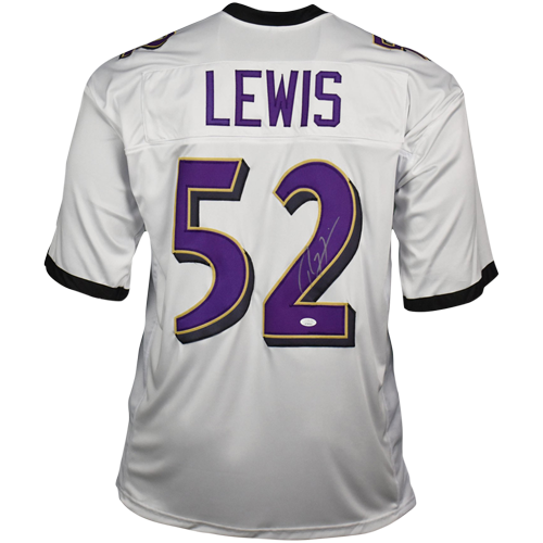 Ray Lewis Autographed Baltimore Ravens (White #52) Custom Jersey - JSA