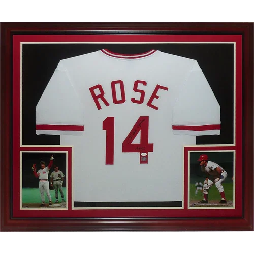 Pete Rose Autographed Cincinnati Reds (White #14) Deluxe Framed Jersey w/ "4256' - JSA