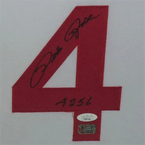 Pete Rose Autographed Cincinnati Reds (White #14) Deluxe Framed Jersey w/ "4256' - JSA