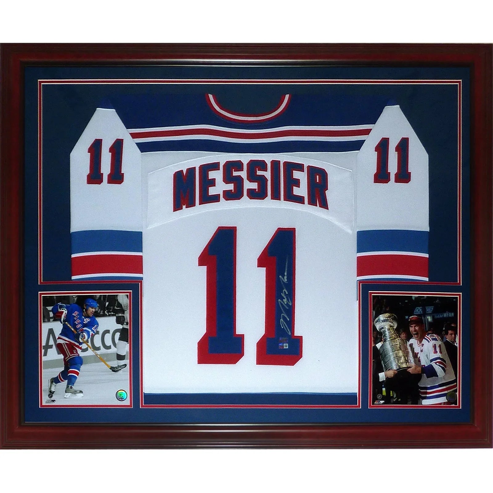 Mark Messier Autographed New York Rangers (White #11) Deluxe Framed Jersey - JSA