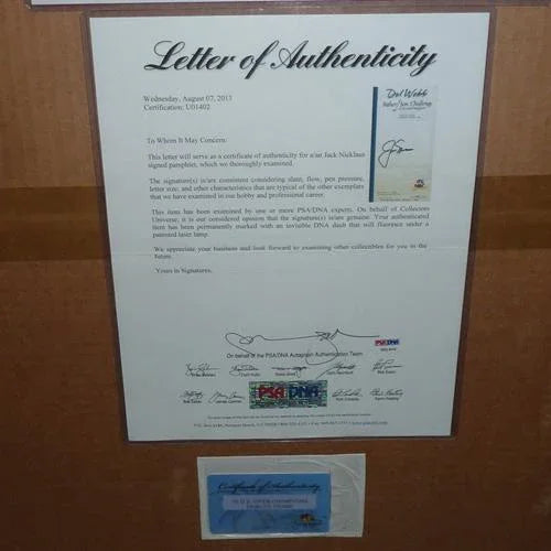 U.S. Open Former Champions Autographed Pebble Beach Deluxe Framed Collage - 16 Signatures, Nicklaus, Player - PSADNA