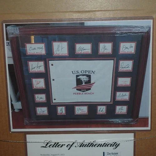 U.S. Open Former Champions Autographed Pebble Beach Deluxe Framed Collage - 16 Signatures, Nicklaus, Player - PSADNA