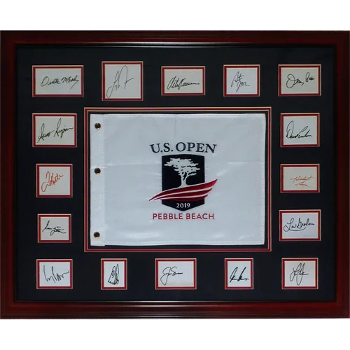U.S. Open Former Champions Autographed Pebble Beach Deluxe Framed Collage - 16 Signatures, Nicklaus, Player - PSADNA