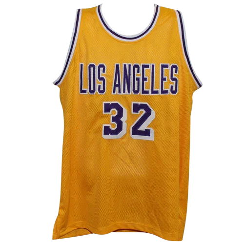 Magic Johnson Autographed Los Angeles (Yellow #32) Custom Jersey - Beckett
